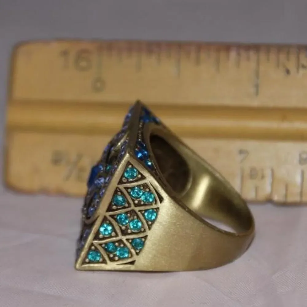Vintage Rhinestone Geometric Statement Cocktail Ring